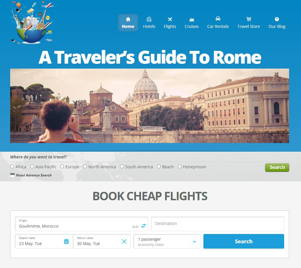 Travel website for sale